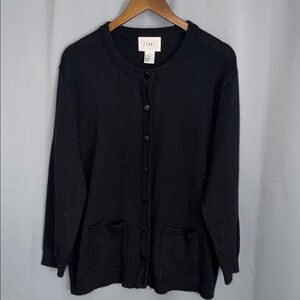 Jenny Black Button-Up Cardigan 2X vintage contemporary oversized 90s